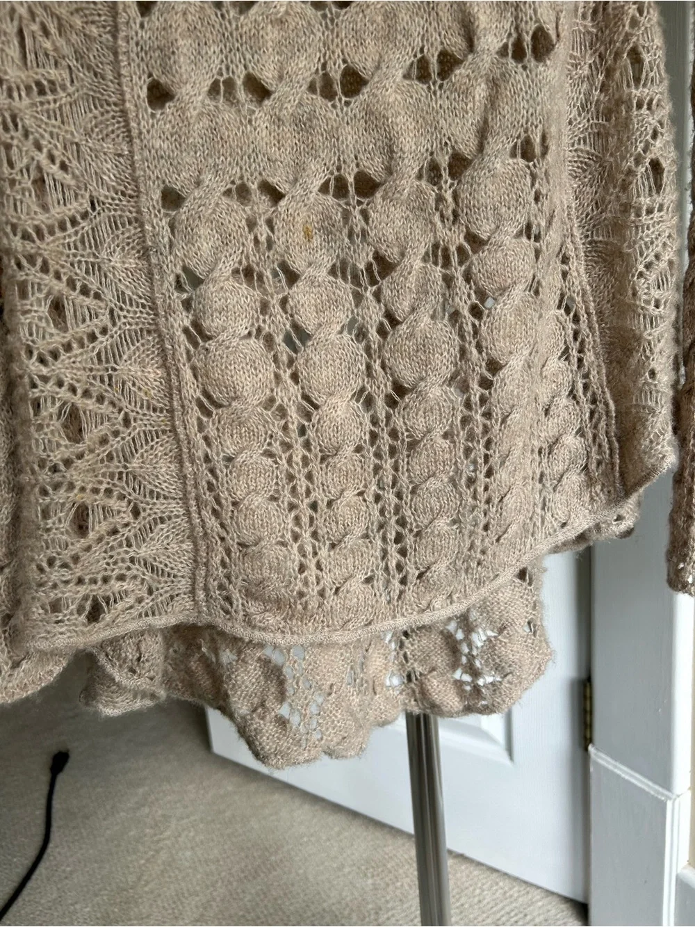 Free People Women’s taupe Openwork Cowl Neck Sweater. Small. Great condition.